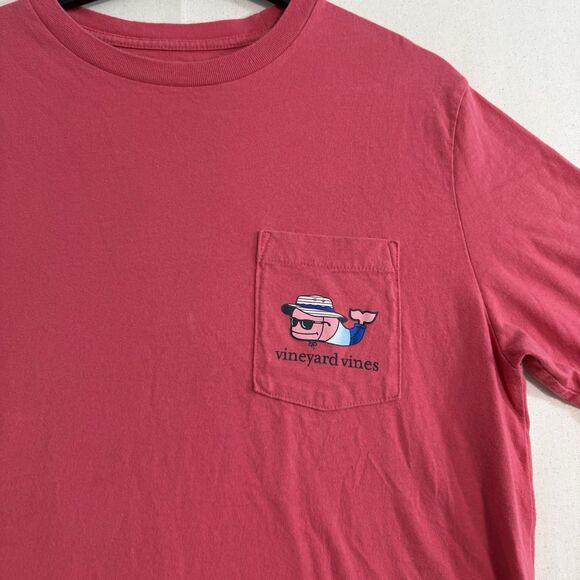Vineyard Vines American beach whale short sleeve pocket tee Men Size Small Pink - Picture 4 of 8
